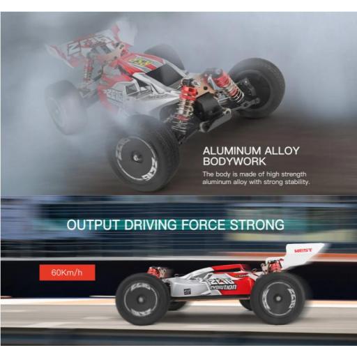 Coche RC Eléctrico 1/14 4WD WLtoys 144001 RTR – 60km/h Chasis Aluminio – Ideal Jóvenes y Adultos [7]