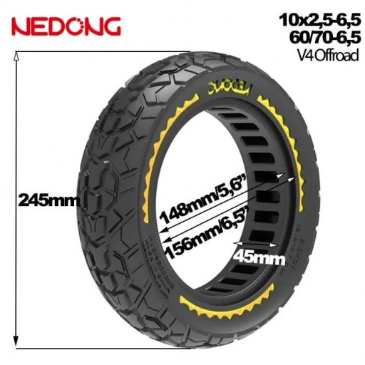 Neumático macizo 10×2,5-6,5 60/70-6,5 45mm offroad [Nedong] [1]