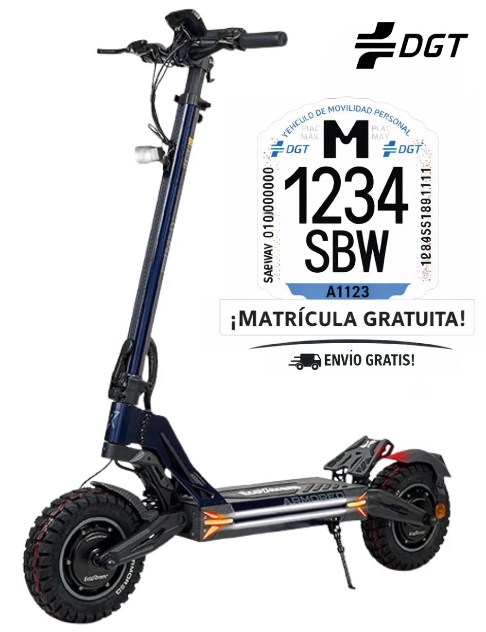 Patinete eléctrico Ecoxtrem M41 Tank Armored Dual LR 60V 24Ah Homologado DGT