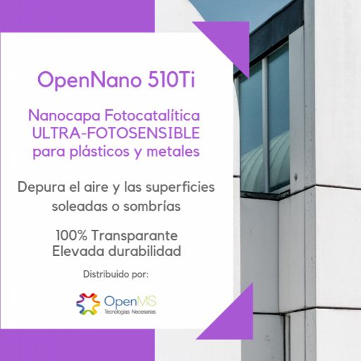 OpenNANO 510Ti Nanocapa ultra-fotosensible descontaminante fotocatalítica para plásticos y metales, 1 LITRO