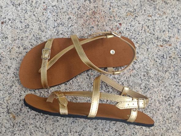 BAREFOOT REBECA, color ORO. ( sandalias para mujer y hombre, calzado descalzo, sandalias veganas, eco-friendly, barefoot) [3]