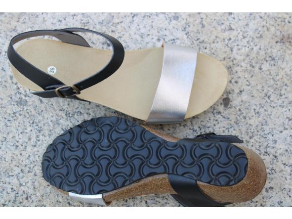 PARÍS NEGRO Y PLATA, sandalias para mujer, sandalias veganas, eco-friendly, sin productos de origen animal, moda vegana, zapatos sostenibles, calzado ético. [2]