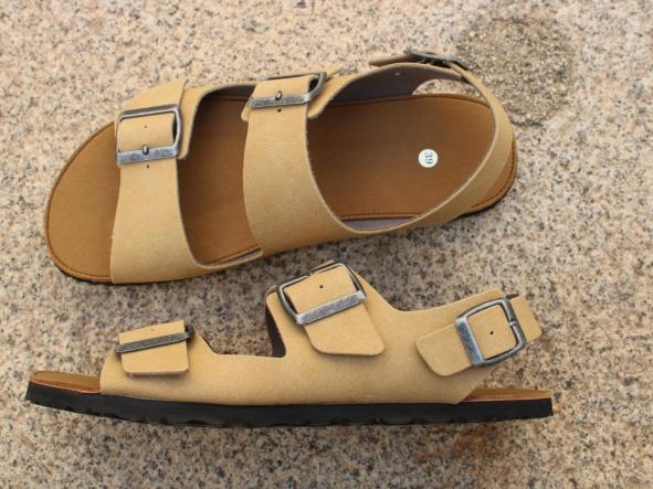 BAREFOOT CHAD color SAHARA, CON HEBILLAS PLATA VIEJA -  SUELAS DE TRANSICION HACIA BAREFOOT.  SUELAS EVA - MODELOS DESCATALOGADOS