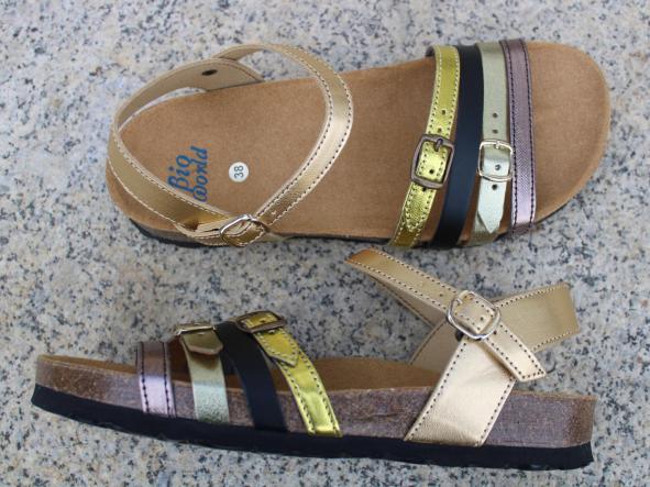 GRANADA COMBI ORO, sandalias para mujer, sandalias veganas, eco-friendly, sin productos de origen animal, moda vegana, zapatos sostenibles, calzado ético. [2]