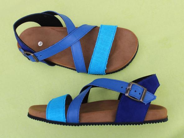 MODELO DE EDICIÓN LIMITADA: NIZA COMBI BLUE- SIistema Bioflex, PLANTA ANATOMICA Y SUELA VIBRAM Edera -, sandalias veganas, calzado vegano. [0]