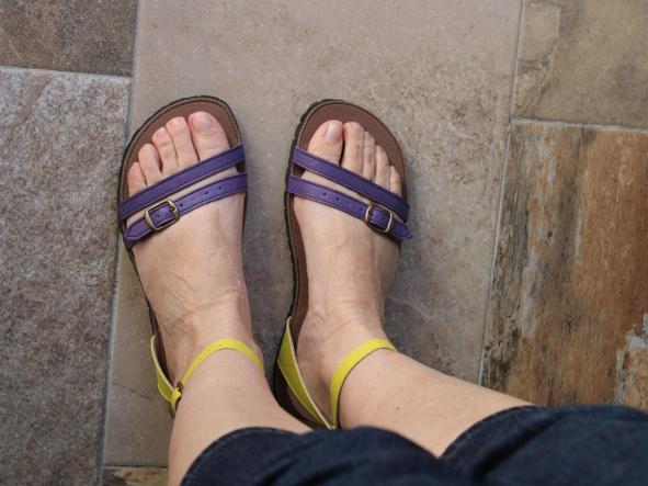  EMILY,  COMBINACION COLORES, MORADO Y AMARILLO.- TRANSICION HACIA BAREFOOT DE 1CM DE GROSOR  SUELAS EVA - EDICIÓN LIMITADA [3]