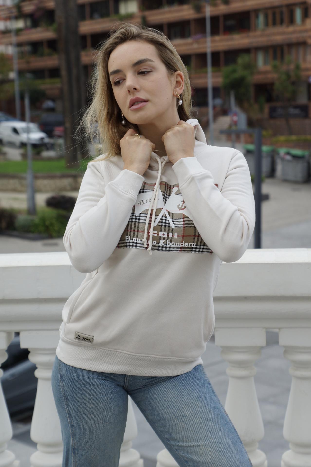 Sudadera de capucha de mujer El mundo X bandera