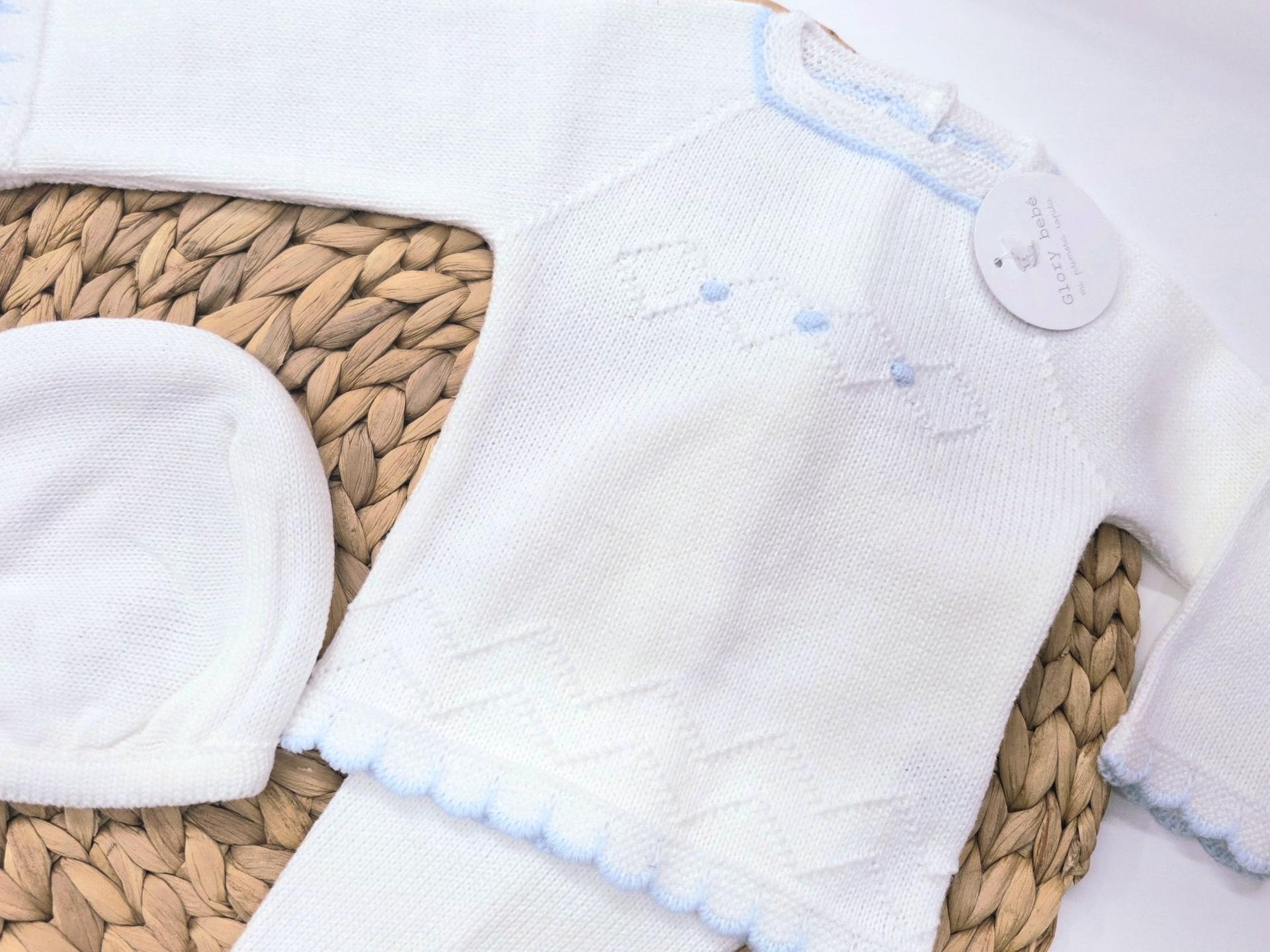 Conjunto 3 piezas polaina Blanco/Azul de Gory bebé.