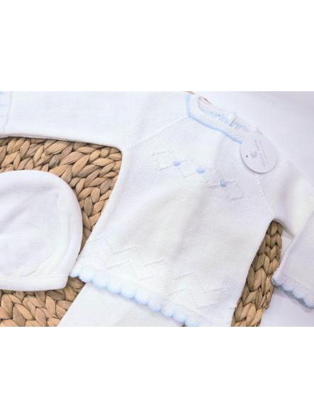 Conjunto 3 piezas polaina Blanco/Azul de Gory bebé.