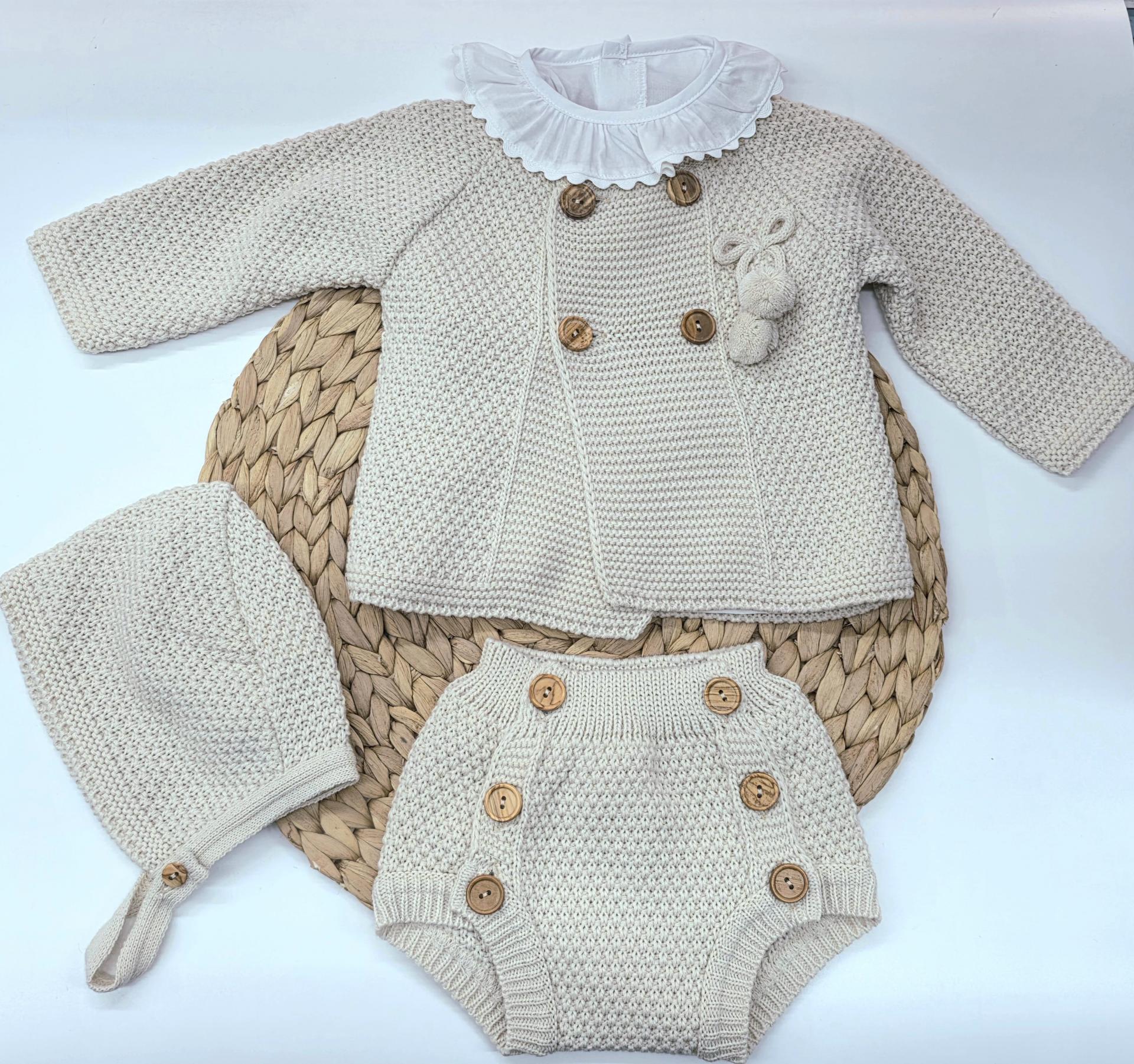 Conjunto 4 piezas bebé con  ranita  Beige  de Glory bebé.
