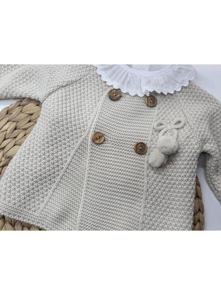 Conjunto 4 piezas bebé con  ranita  Beige  de Glory bebé. [1]