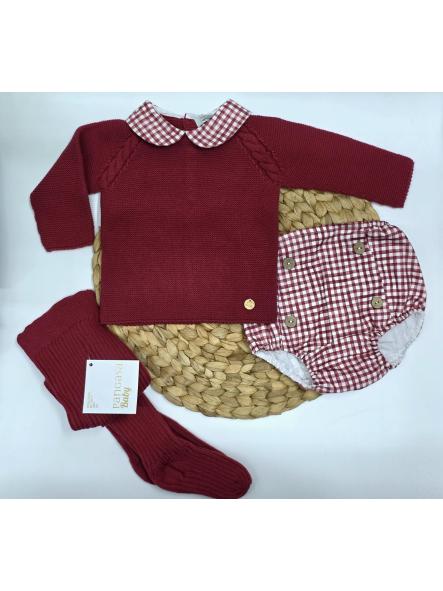 Conjunto bebé ranita Couture Rouge  en granate de Pangasa.