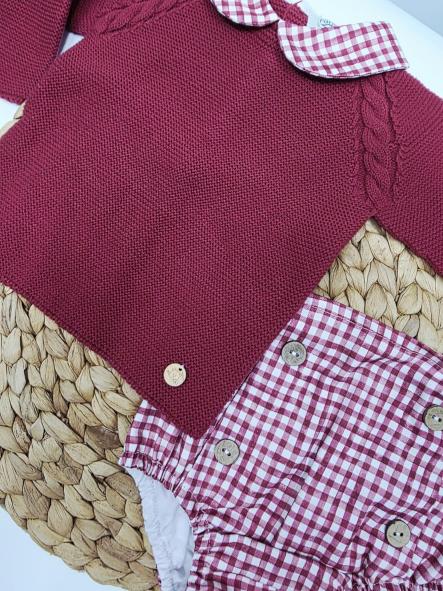 Conjunto bebé ranita Couture Rouge  en granate de Pangasa. [2]