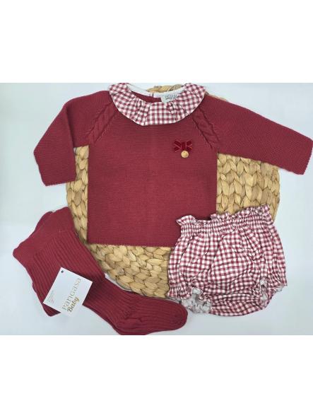 Conjunto bebé niña  ranita Couture Rouge  en granate de Pangasa. [0]