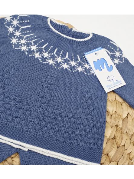 Conjunto 3 piezas polaina en Azul noche "Greca " de Mac Ilusión [1]