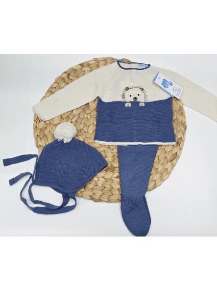 Conjunto 3 piezas polaina en Azul noche "Oso " de Mac Ilusión [1]