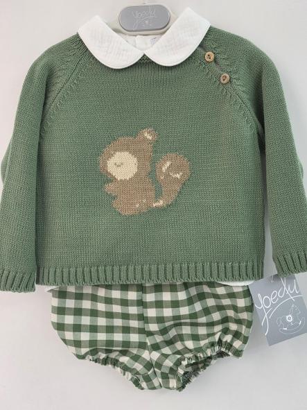 Conjunto bebé niño en verde musgo Ardilla de Yoedu. [0]