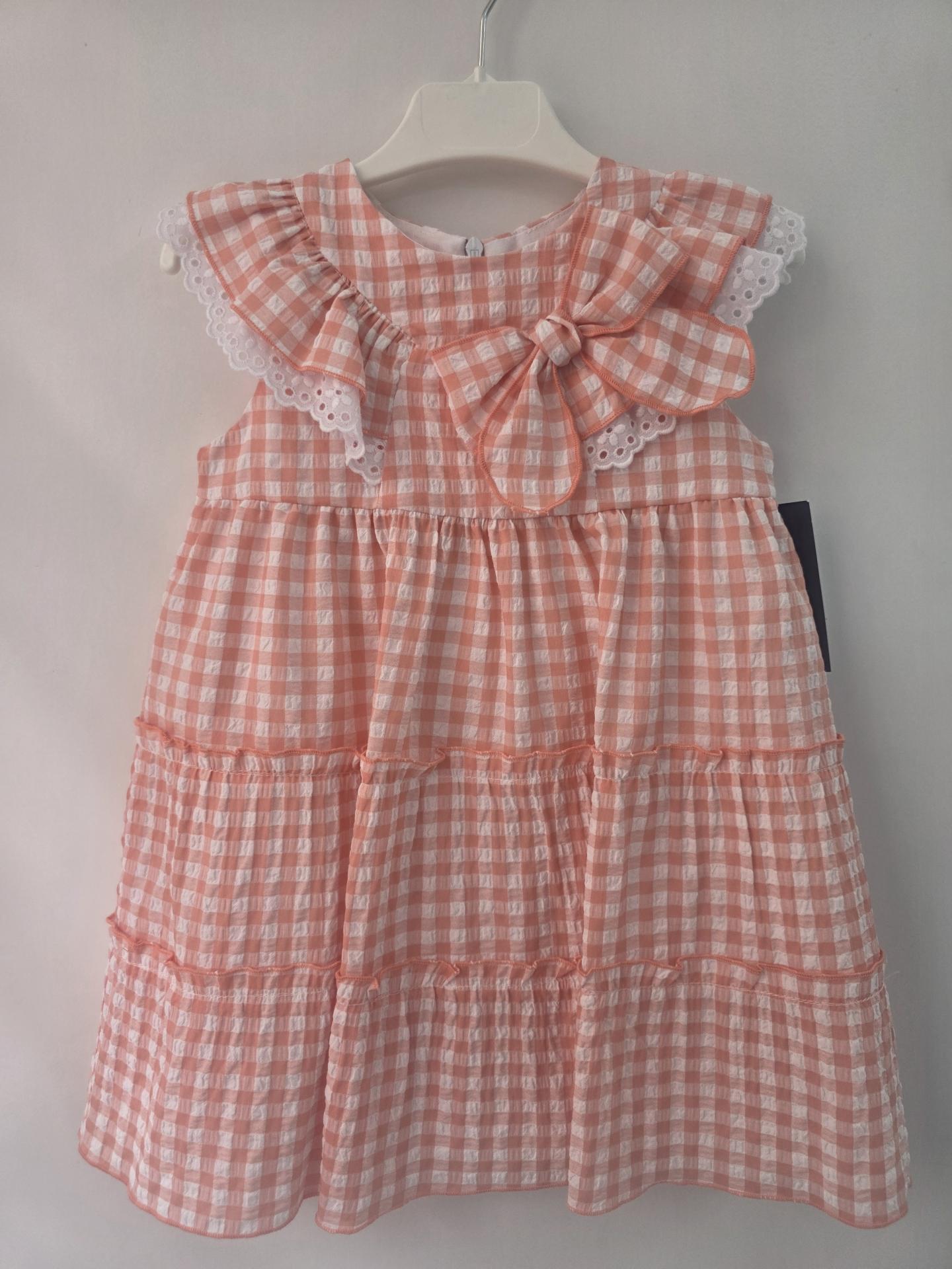 Vestido niña cuadros naranjas Basmarti