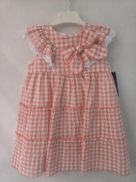 Vestido niña cuadros naranjas  Basmarti 