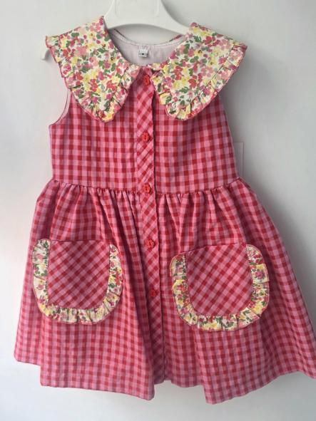 Vestido niña flores y cuadros Cuka