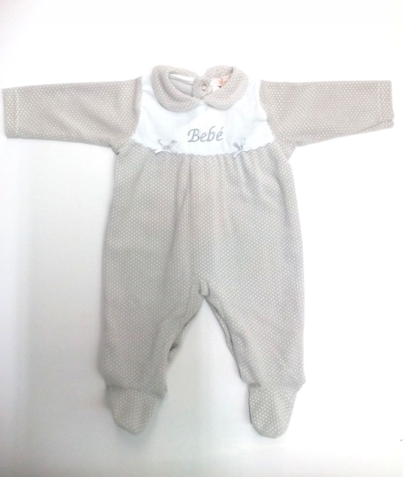Pijama de bebé en gris motas de Popys