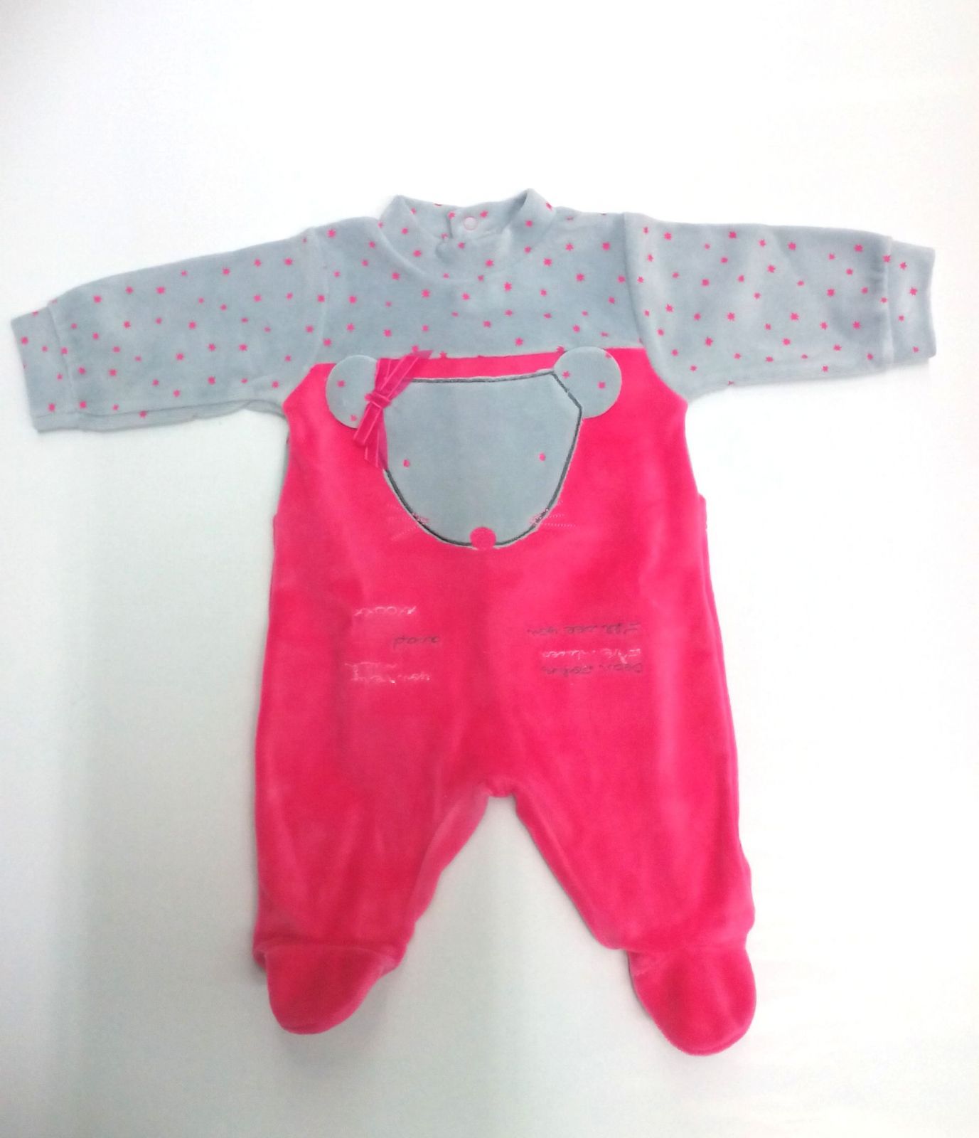 Pijama de bebé rosa con gris Ratita de Piruleta .