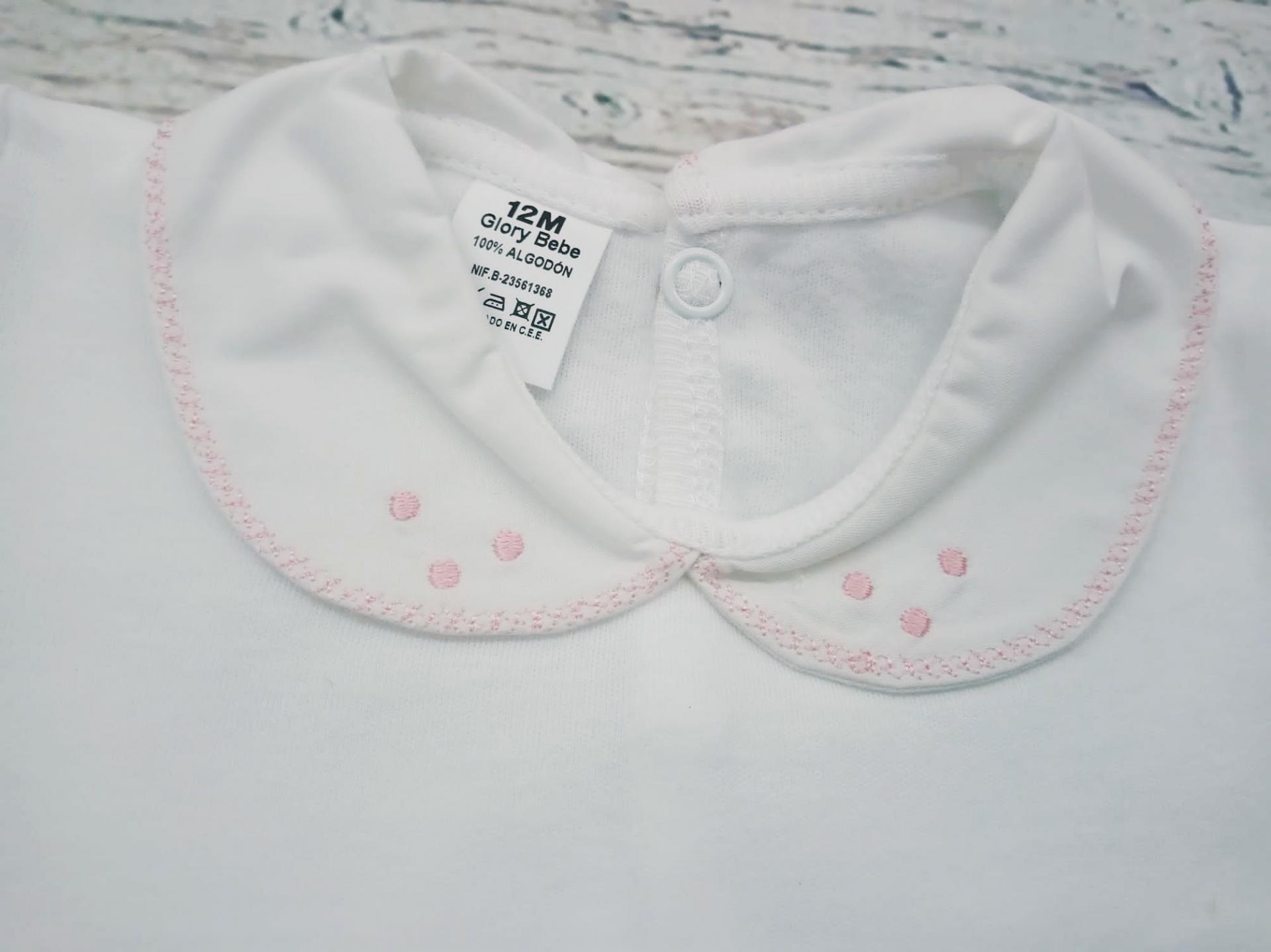 Body bebé manga larga con cuellos bordados en rosa .: 9,20 € - Amelie Ropa  Bebe