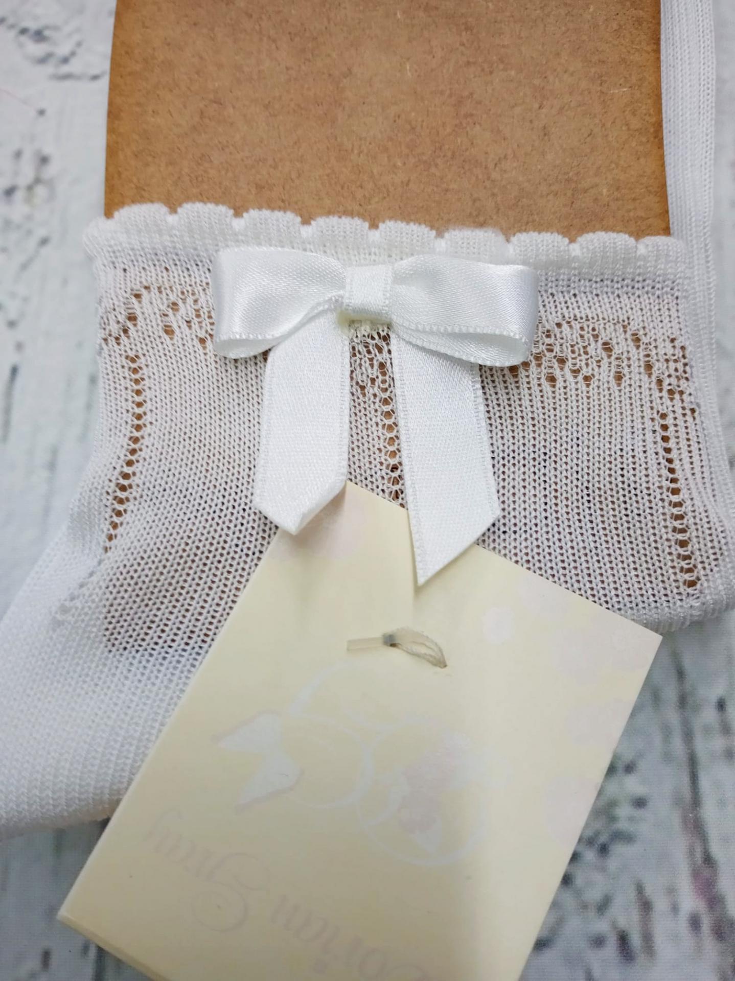 Calcetín de niña de hilo en blanco " lazo " de Dorian Gray