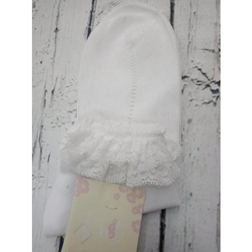 Calcetín de niña de hilo en blanco "volantes"  de Dorian Gray [1]