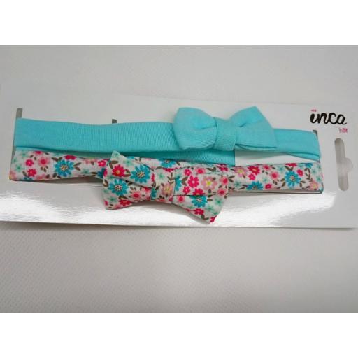 Pack de 2 diademas de niña  en turquesa y de flores  de Inca Hair. [0]