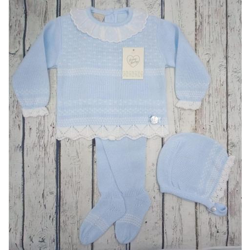Jersey con polaina de bebé " Motas" en azul y capota  de Prim baby.