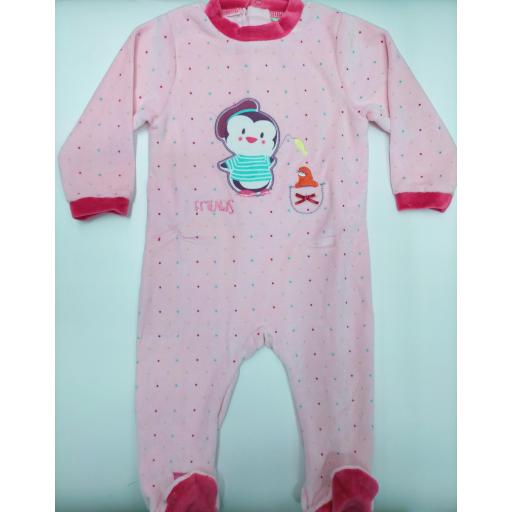 Pijama bebé rosa con Pingüino de Yatsi.