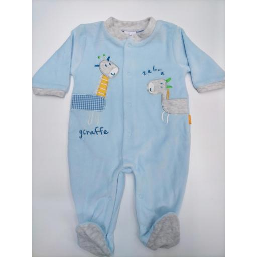 Pijama bebé Abierto Azul Jirafa de Yatsi.