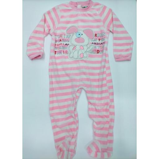 Pijama bebé  rosa de rayas  " Perro" de Yatsi. [0]
