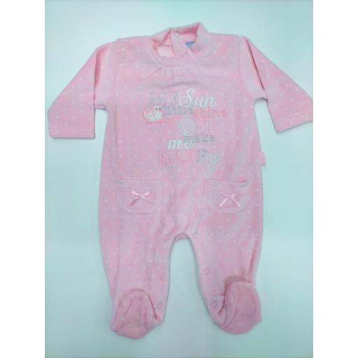 Pijama bebé rosa "Pajarito" de Yatsi. [0]