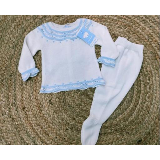 Jersey de bebé en Blanco/azul con polaina de Mac Ilusión.