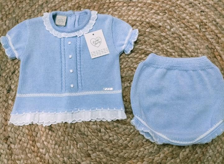 Jersey bebé manga corta  con ranita en Azul de Prim Baby.