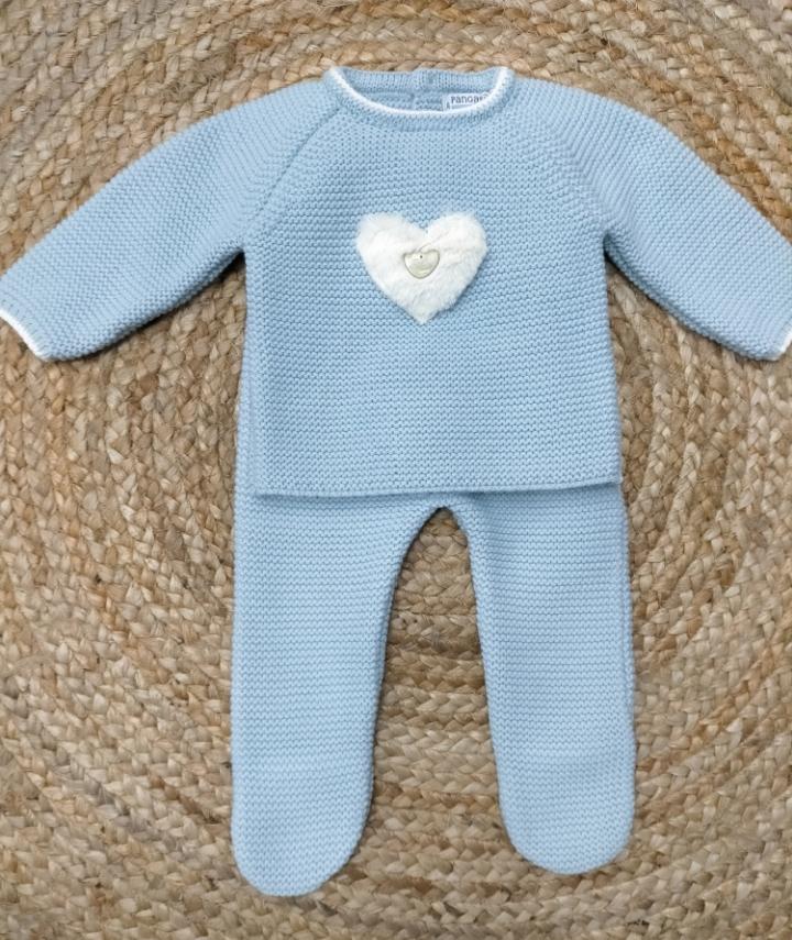 Conjunto de bebé polaina azul " Sweet Heart" Pangasa.