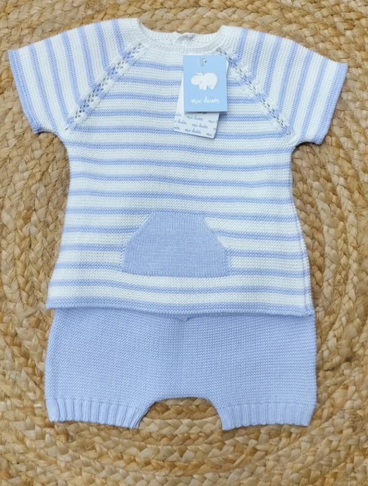Jersey bebé rayas en azul con pantalón corto  de Mac Ilusión