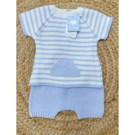Jersey bebé rayas en azul con pantalón corto  de Mac Ilusión