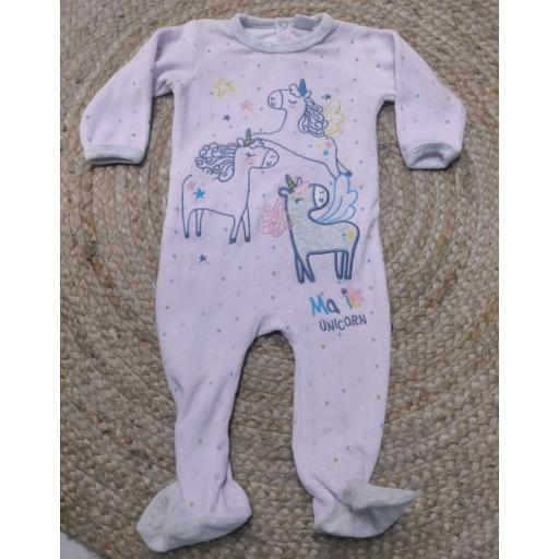 Pijama bebe niña lila unicornios
