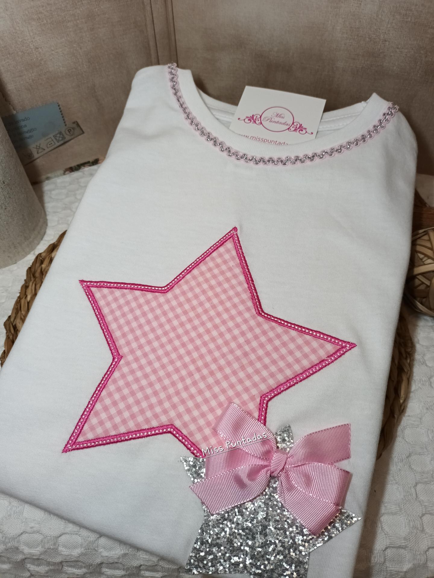 Camiseta Estrella vichy rosa