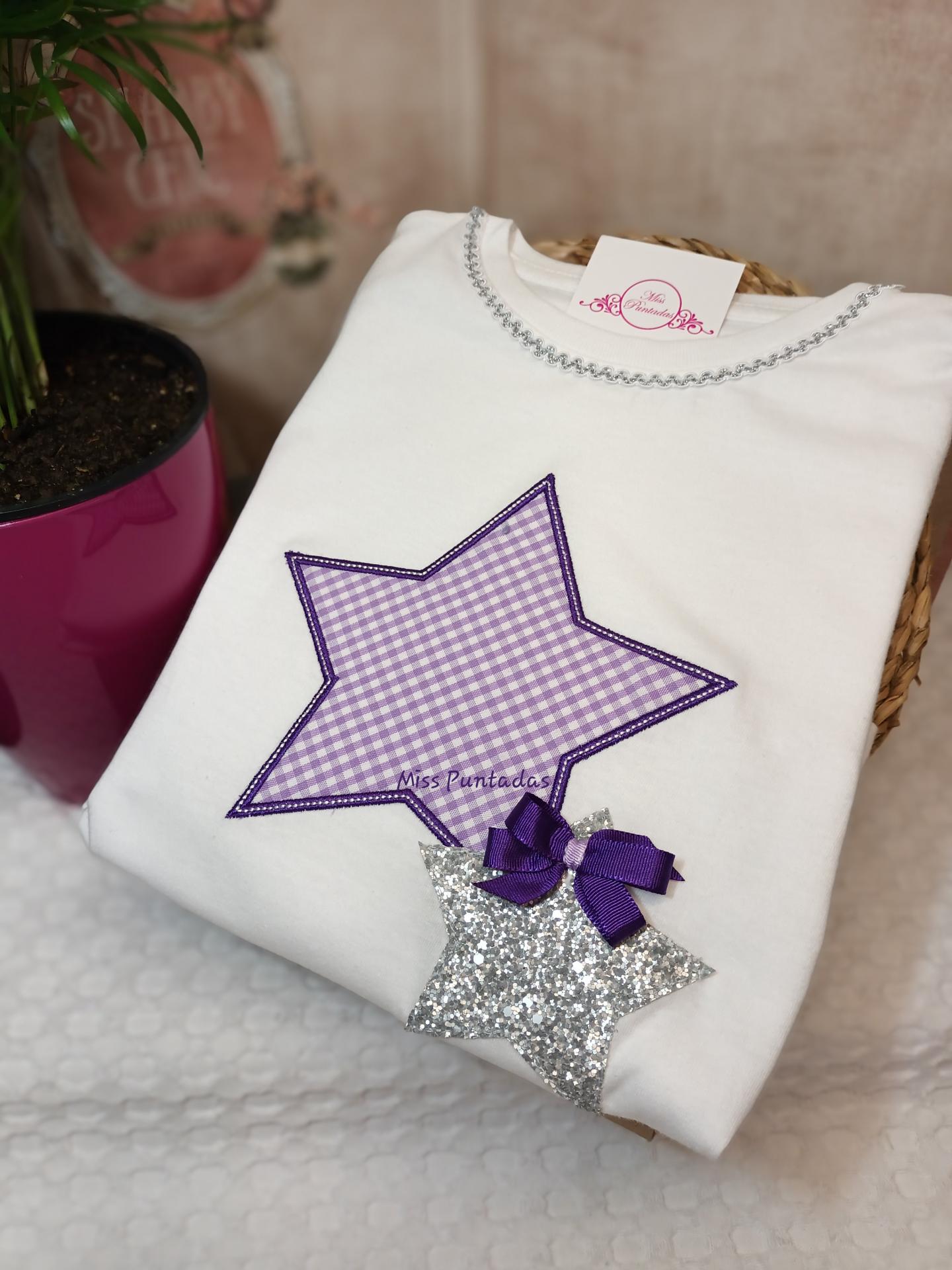 Camiseta Estrella vichy lila.