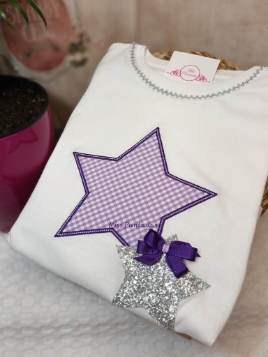 Camiseta Estrella vichy lila. [0]