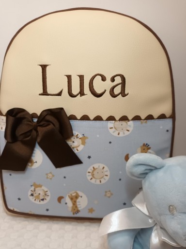 Mochila Jirafas Azul-Camel