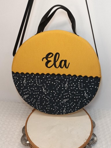 Funda Pandereta Mostaza y Notas Musicales.  [2]