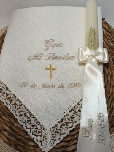 Pañuelo y vela  Bautizo Gian. [2]