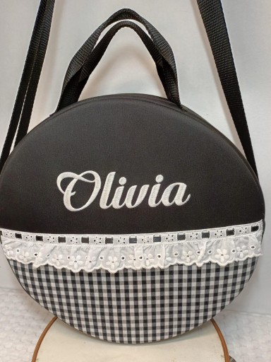 Funda Pandereta vichy B/N