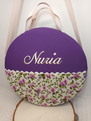 Funda Pandereta Flores lila.