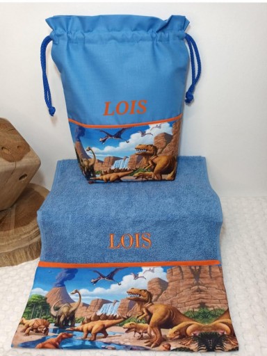 Toalla - Bolsa merienda Dinosaurios